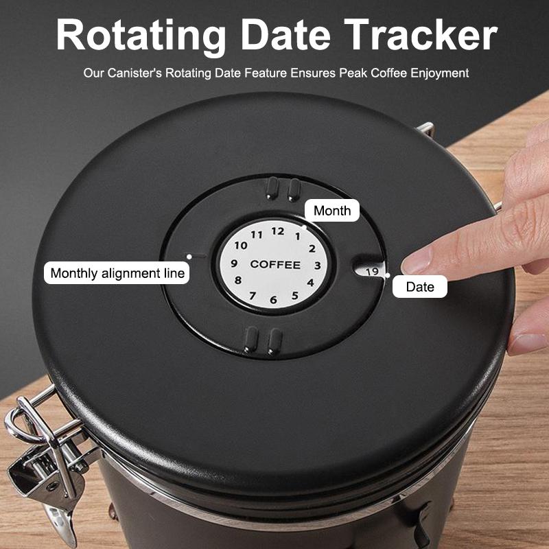 1.2 1.5 1.8L Coffee Bean Jar Airtight Canister Sealed Stainless Steel With Spoon One Way Valve Cannister Coffee Storage Kitchen