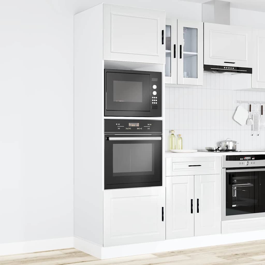 Porto Built In Oven Cabinets 2 Pcs Glossy White Wood Based Material