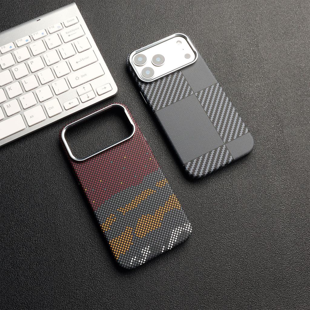 Luxury Carbon Fiber Pattern Relief Magnetic Case For iPhone 17 16 15 14 13 Pro Max For Magsafe Charge Alloy Lens Anti-Drop Cover