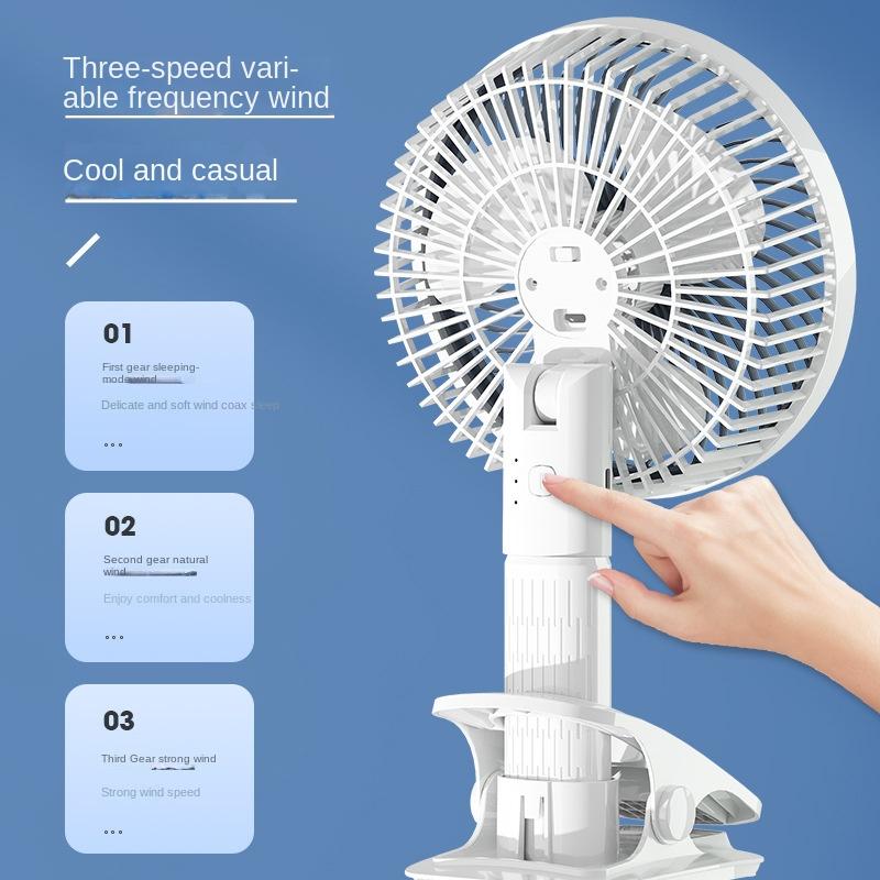 Portable Clip Fan USB Rechargeable 3-gears Wireless Electric Handheld Fan Clip Circulator Cooling Fan For Camping Desktop Office