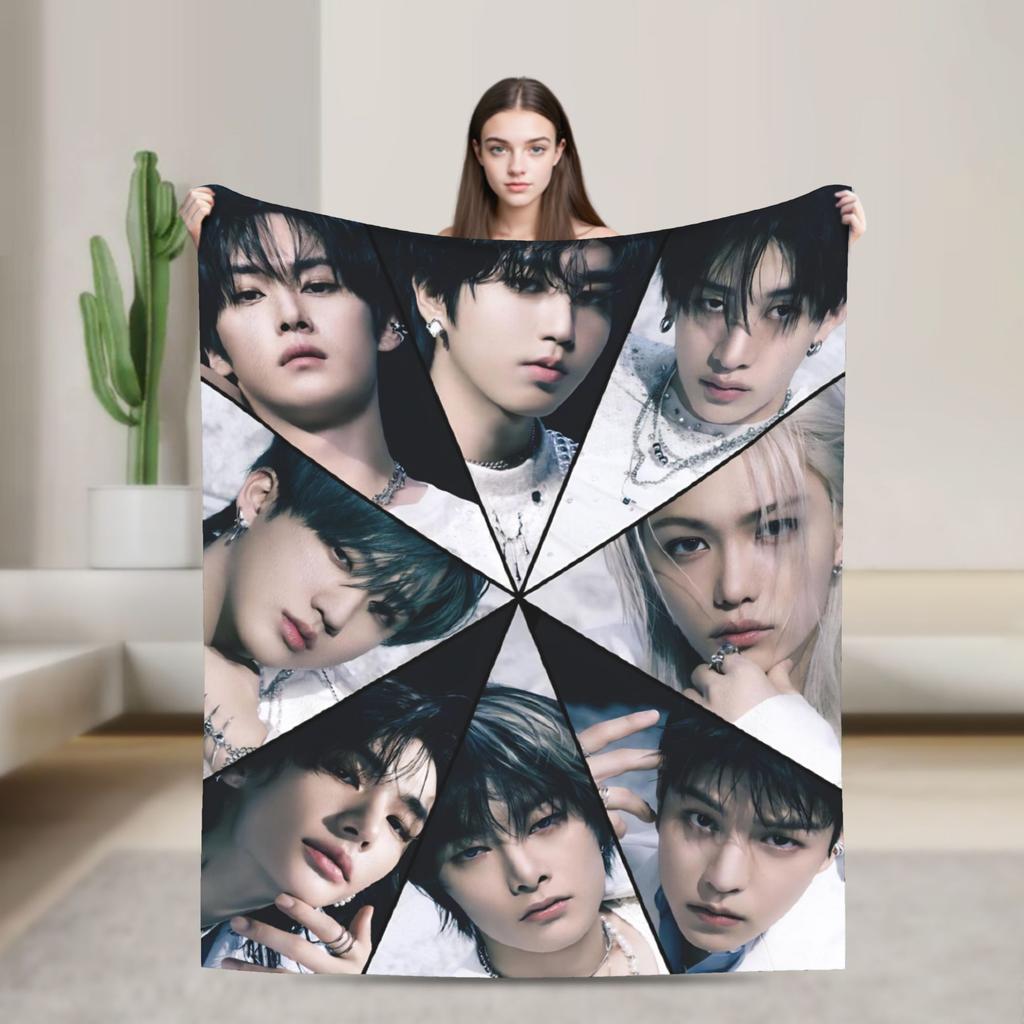 Blankets Travel Office Flannel Throw Blanket Kpop Stray-kids S-skzoo FELIX For Living Room Warm Design Quality Bedspread