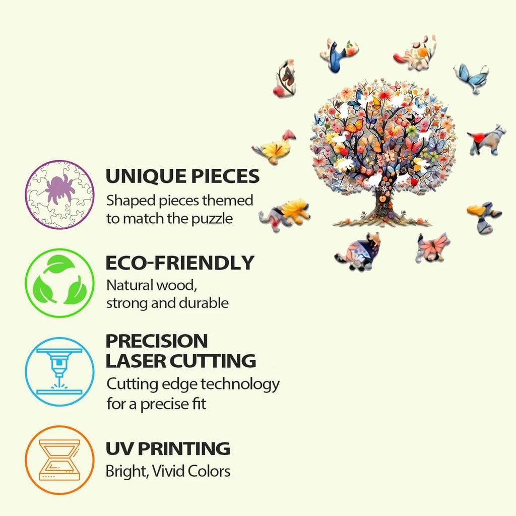Non-Toxic Kids Puzzles Toy Stained Wooden Cartoon 3D Jigsaw Animal Puzzle Tree Educational Toys Games Wood Diy Puzzle Crafts Gift