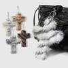 Zebra Print Keychain Accessories Leopard Bag Pendant Y2K Cross Keychain  Goth Jewelry