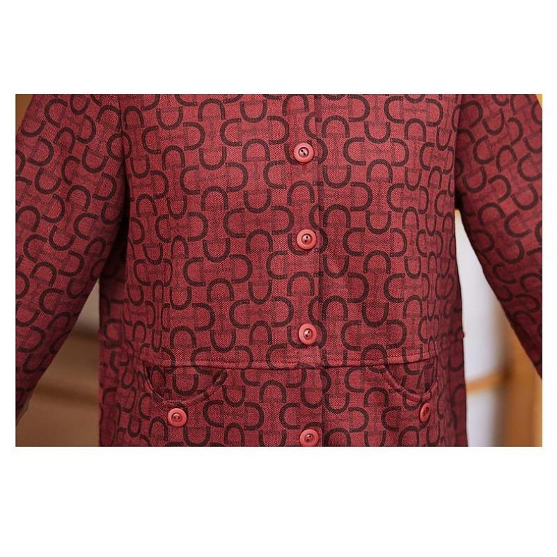 Women's Button Contrast Color Geometric Cardigan Long Sleeve Lapel Casual Fashion Elegant Jacket Top