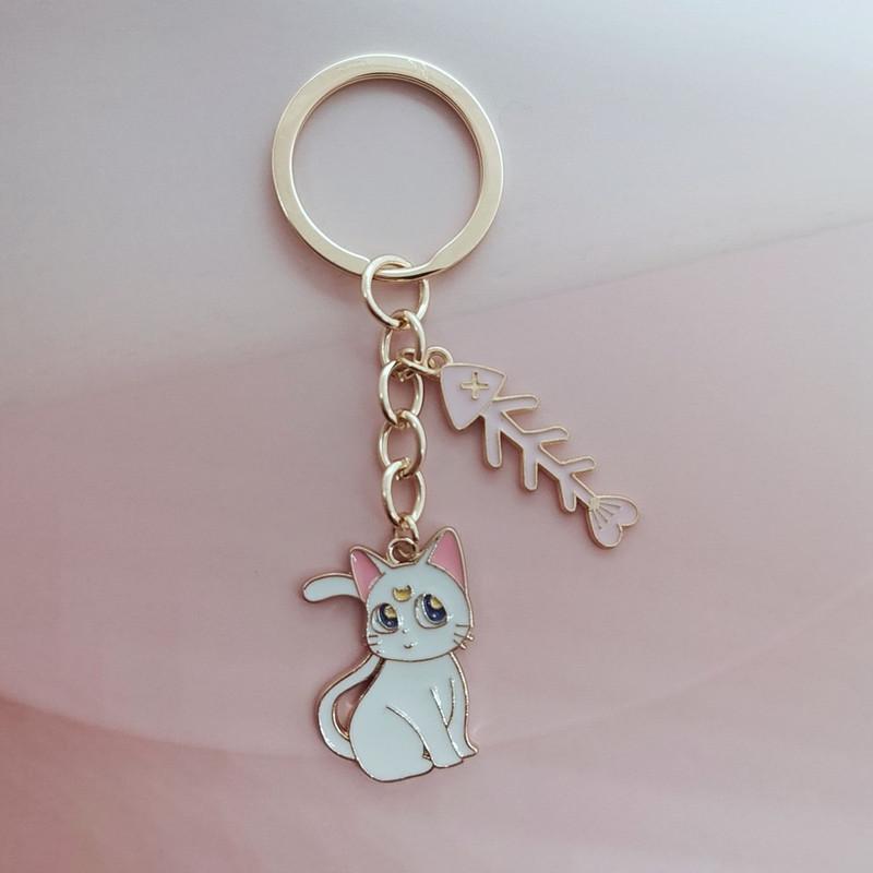 Sailor Keychain Moon Sweet Cat Girl Auto Metall Schlüsselanhänger Kreativer Cartoon Niedliches Paar Geschenk Tasche Anhänger Frauen Metall Charm Schlüsselanhänger