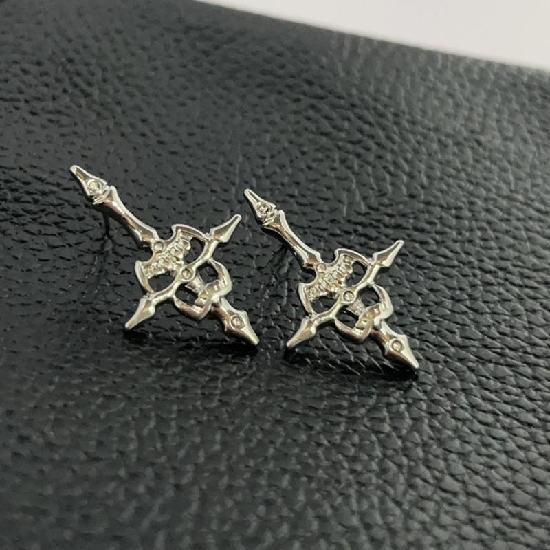 Unique Inverted Crosses Skull Ear Studs Gothic Hip Hop Jewelry Alloy Texture Party Accessory Suitable for Unisex Use