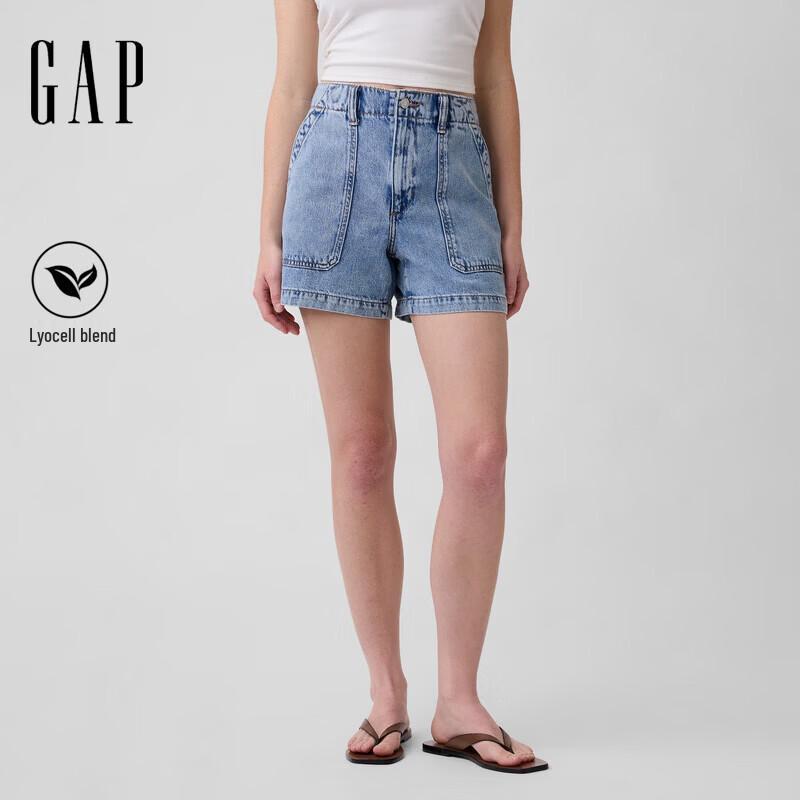 GAP Women s 2026 Spring Cotton Lyocell Straight Denim Shorts 160/68A