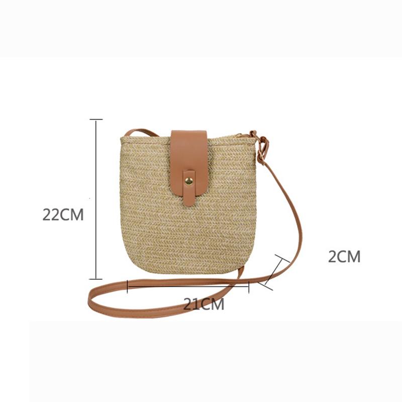 Women Messenger Bags Woven Summer Top-Handle Bags Handmade Fashion Holiday Casual Simple Saddle Lady Straw Bag AVE