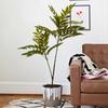 High-End Faux Potted Plant with Green Painted Wooden Leaves for Home and Courtyard Décor.