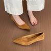 2025 New Western Style Women  Thin Mid Heels Lightweight Office Pumps Lady Fashion Simplicity Slip on Velvet Shoes