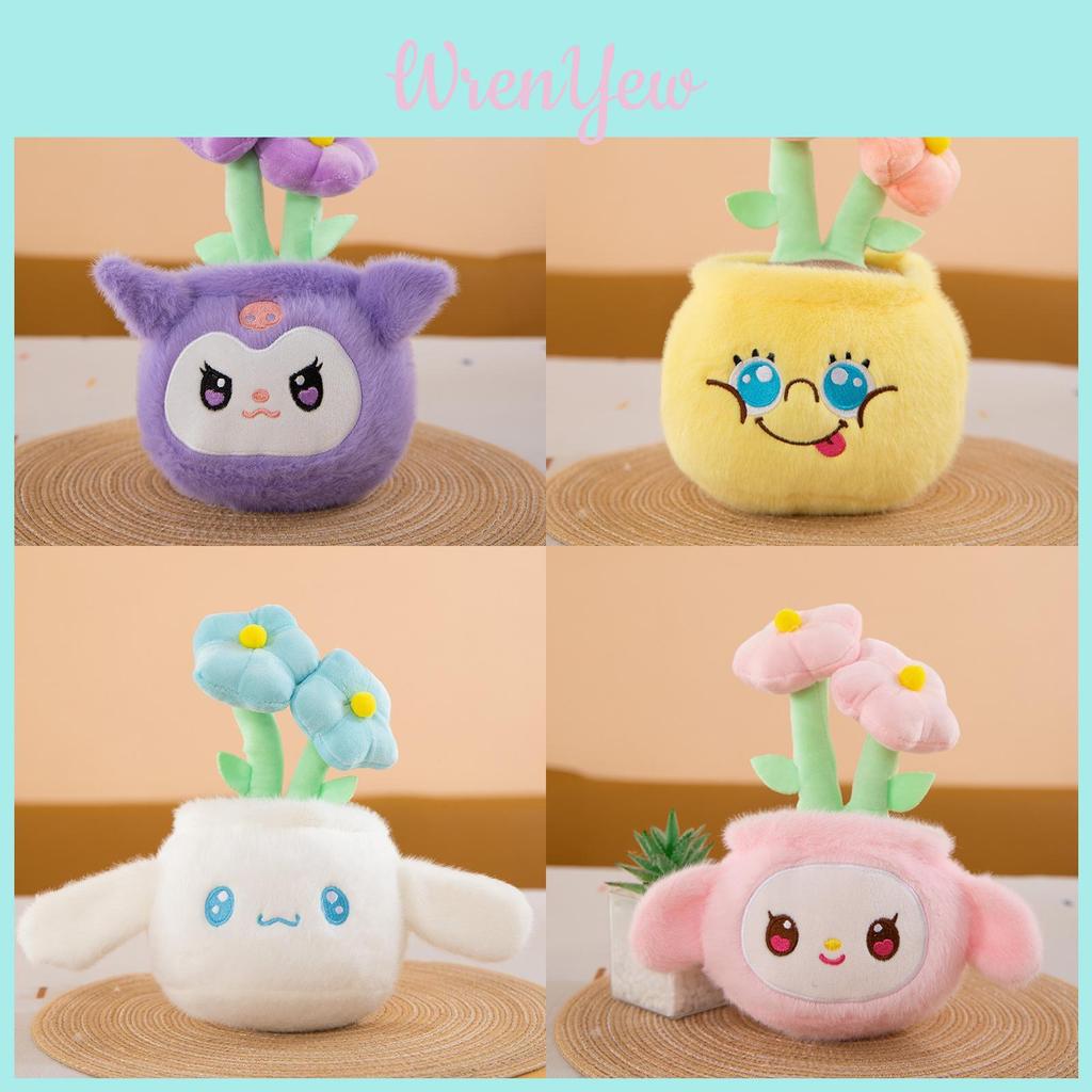 Kuromi Hello Kitty Melody Cinnamoroll Spongebob Squarepants Plush Plant Pot With Soft Pp Cotton Plush Toy For Kids Room Decor