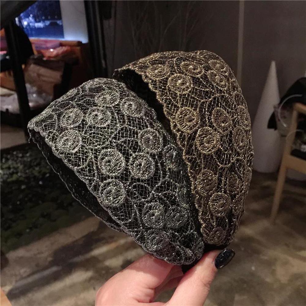 

Toothed Flower Silk Hair Accessories Lace Head Hoop Embroidery Hair Bands Broadside Headband