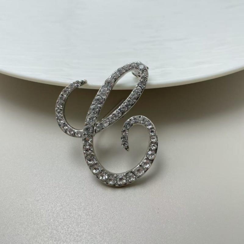 Fashion Alphabet Letter Brooch Pin Full Crystal Rhinestone Encrusted Minimalist Clothing Accessory For Women