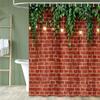 Red Brick Wall With Vines And Lights Pattern Waterproof Shower Curtain 180X200Cm Rustic Farmhouse Style Bath Curtain Home Decor