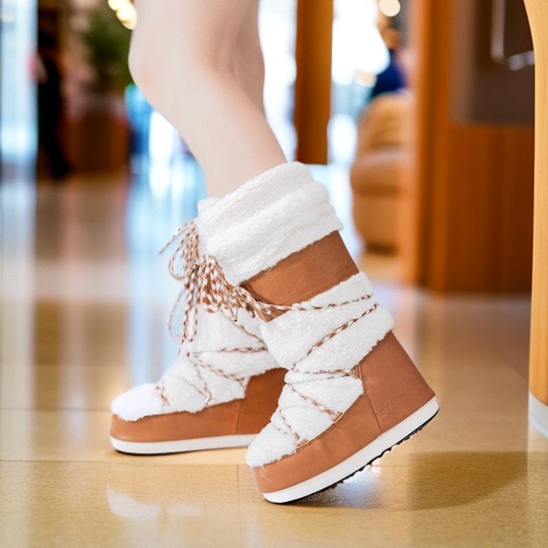 

Женские зимние ботинки 2025 взрыв Xiaohongshu теплые нескользящие на внутренней платформе хлопковые ботинки водонепроницаемые и бархатные взрыв 33 верблюд