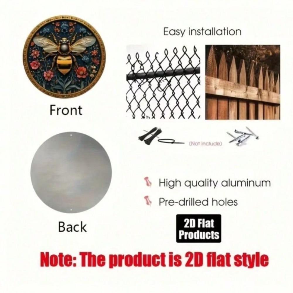 Metal Poster Bee Rustic Wall Art for Cafe