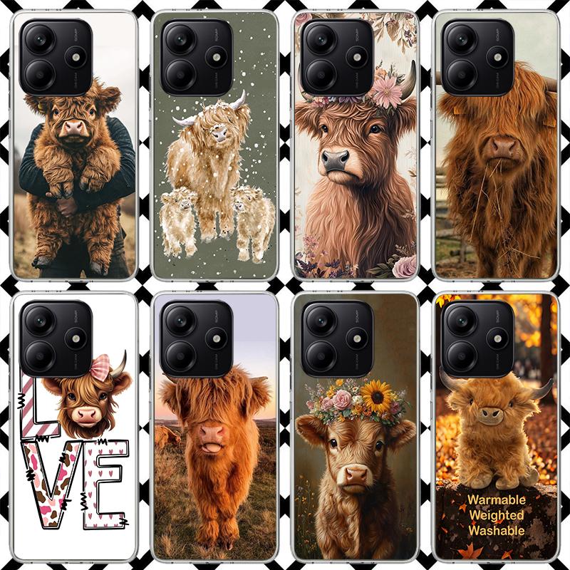 Süße Hochlandkuh Handyhülle für Xiaomi Redmi Note 15 14 14S 13 12 12S 11 Pro Plus 11E 11T 11S 10S 5G Weiche Hülle Fundas Redmi No