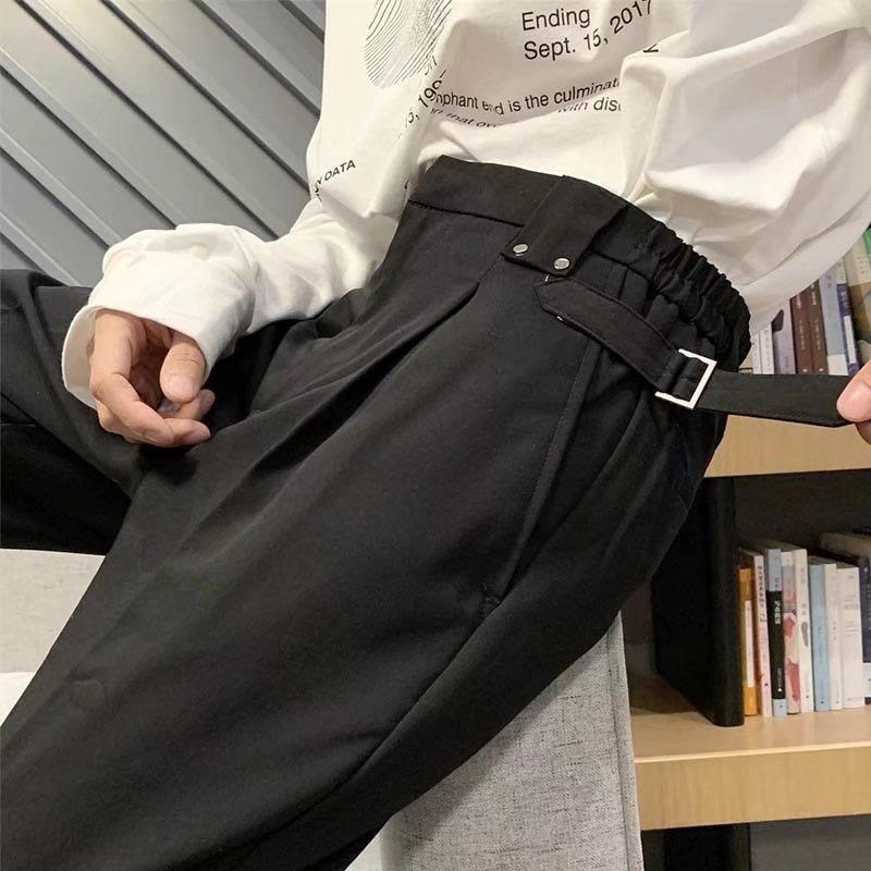 Casual Small Western Pants Men's Spring and Autumn Trend Drape White Abstinence Suit Pants Hong Kong Style Loose Straight Long Pants