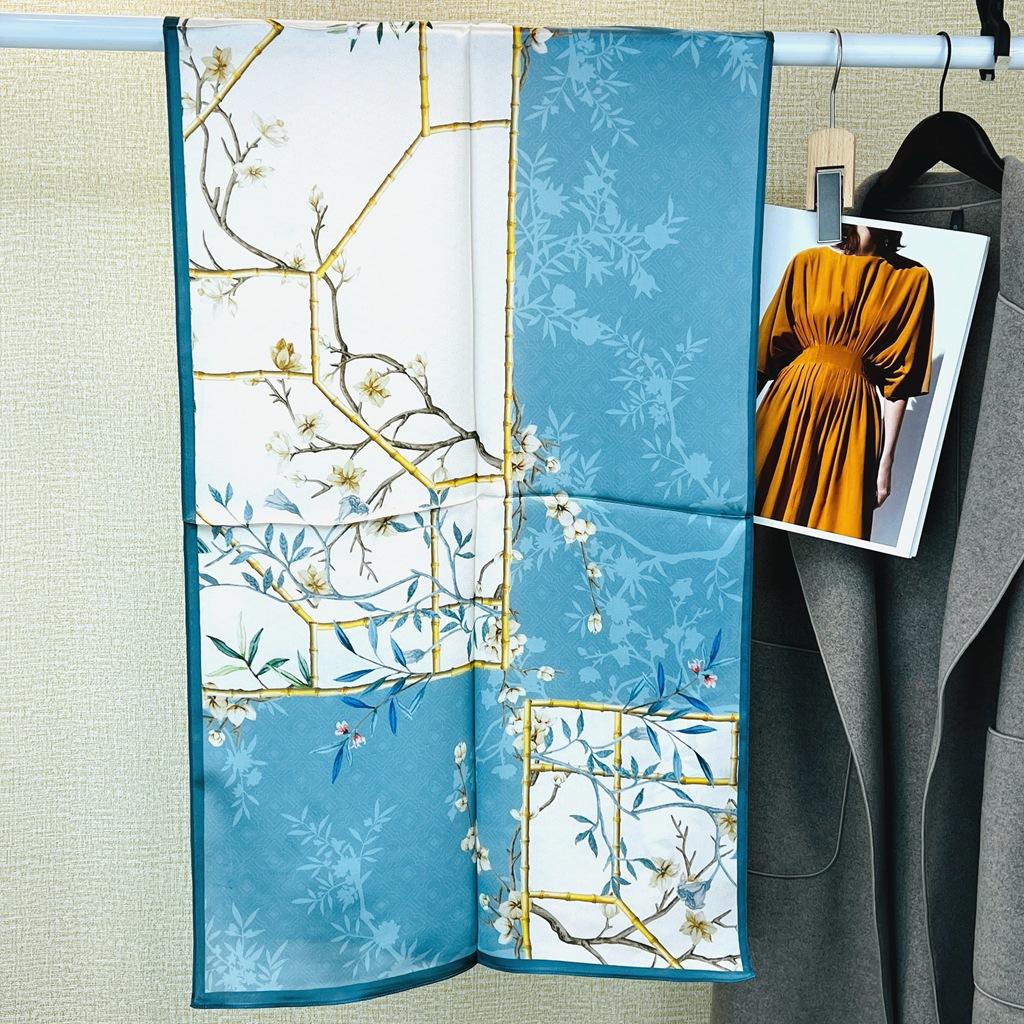 

Hangzhou 100% Natural Real Silk Scarf for Women Bandana long Scarves Kerchief Hijab Neckerchiefl Wraps Echarpe Foulard Female Real Silk 53x170cm