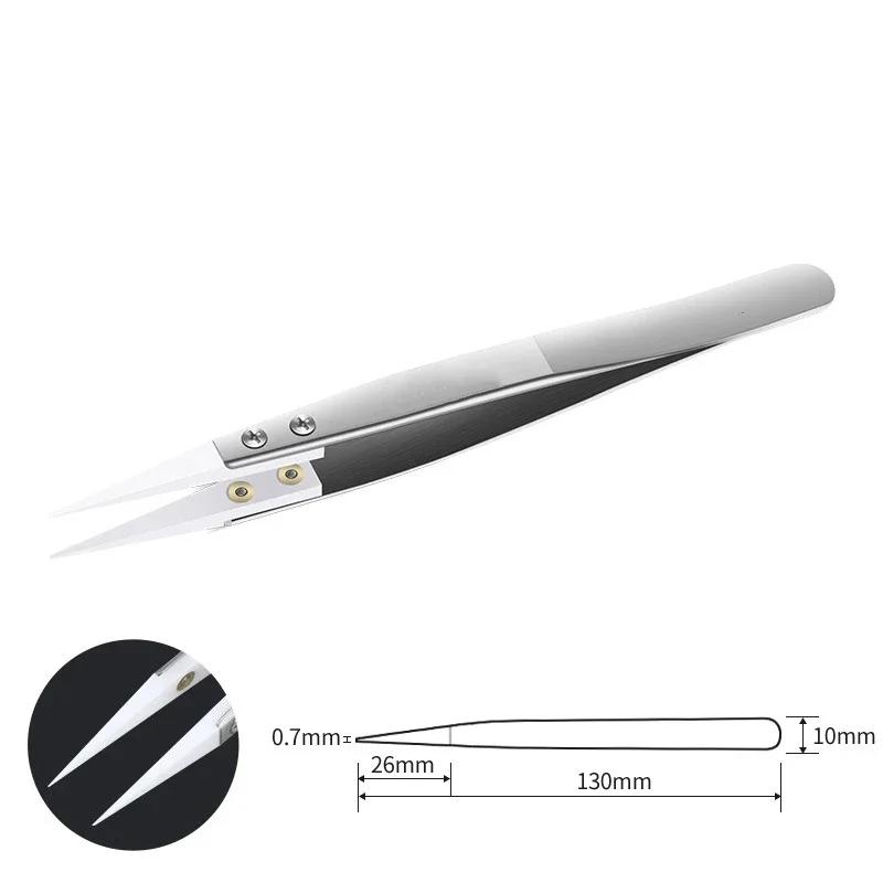 Ceramic Tipped Stainless Steel Tweezers Tips Heat Pointed Resistant Pointed Tip Tweezer Electronic Soldering Tweezers Fine