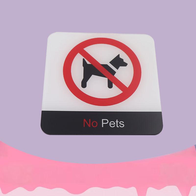 No Pets Allowed Pets Signs Public Place Logo Acrylic Wall Stickers Prohibition Warning Badge Plaque Dog Notice Store