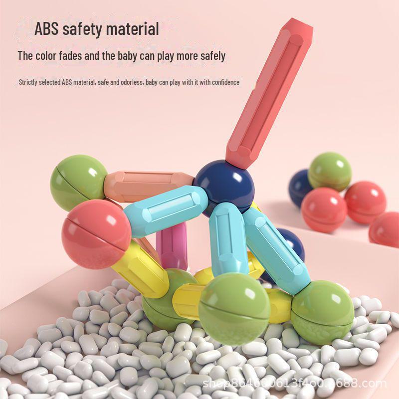 Bastoane Magnetice Mari și Blocuri Magnetice de Fier - Jucării Educative pentru Dezvoltarea Creativă a Copiilor și Învățare Timpurie