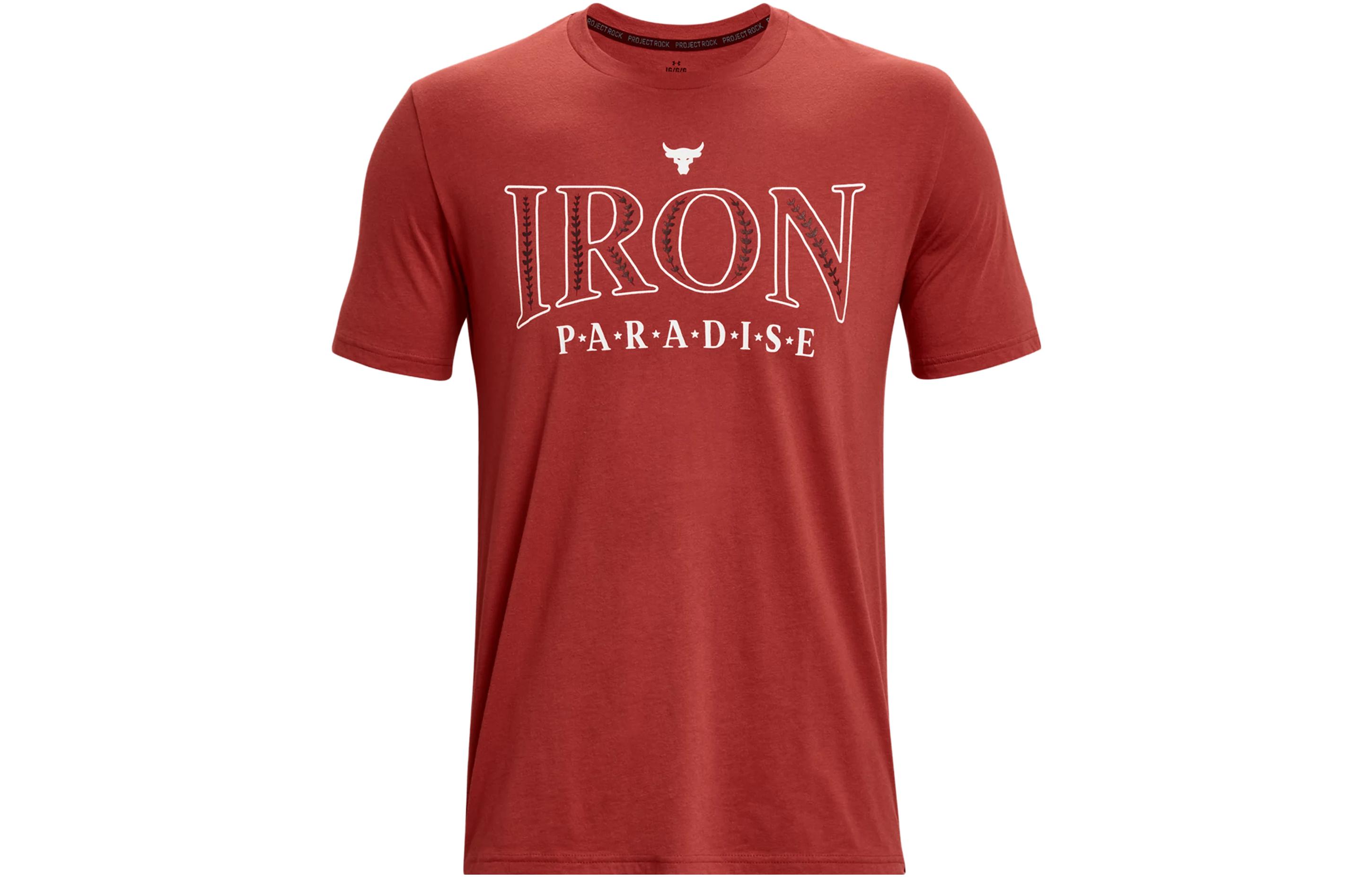 Under Armour T Shirts Men s Red Crew Neck Moderate Straight Fit 1379837-635 XL