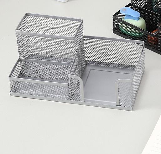 Metal Mesh Desk Organizer,Office Desktop Holder for Pens, Clips, Stapler & Supplies, Multi-Compartment Wire Storage Tray