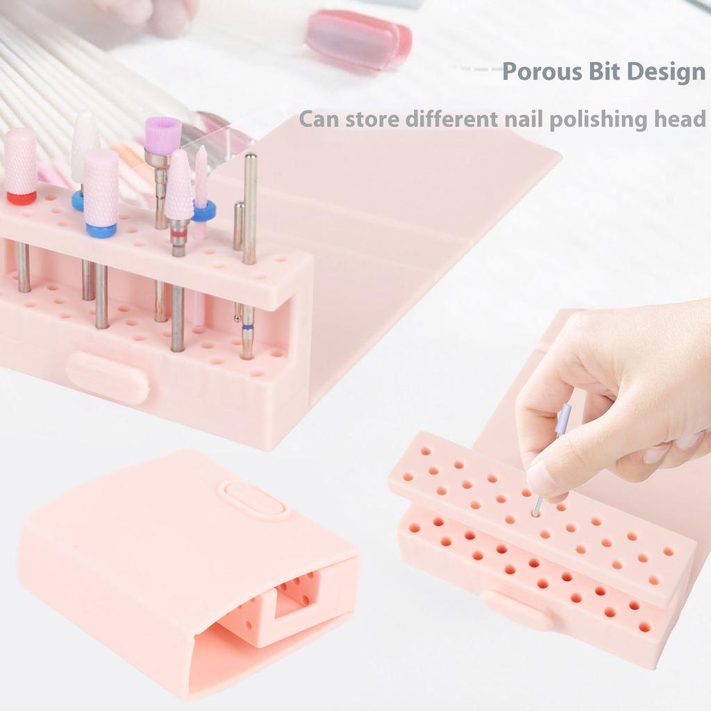 22 Holes Silicone Nail Drill Bit Holder Foldable Multipurpose Drill Bit Organizer Case Foldable Nail Tech Bits Storage Container