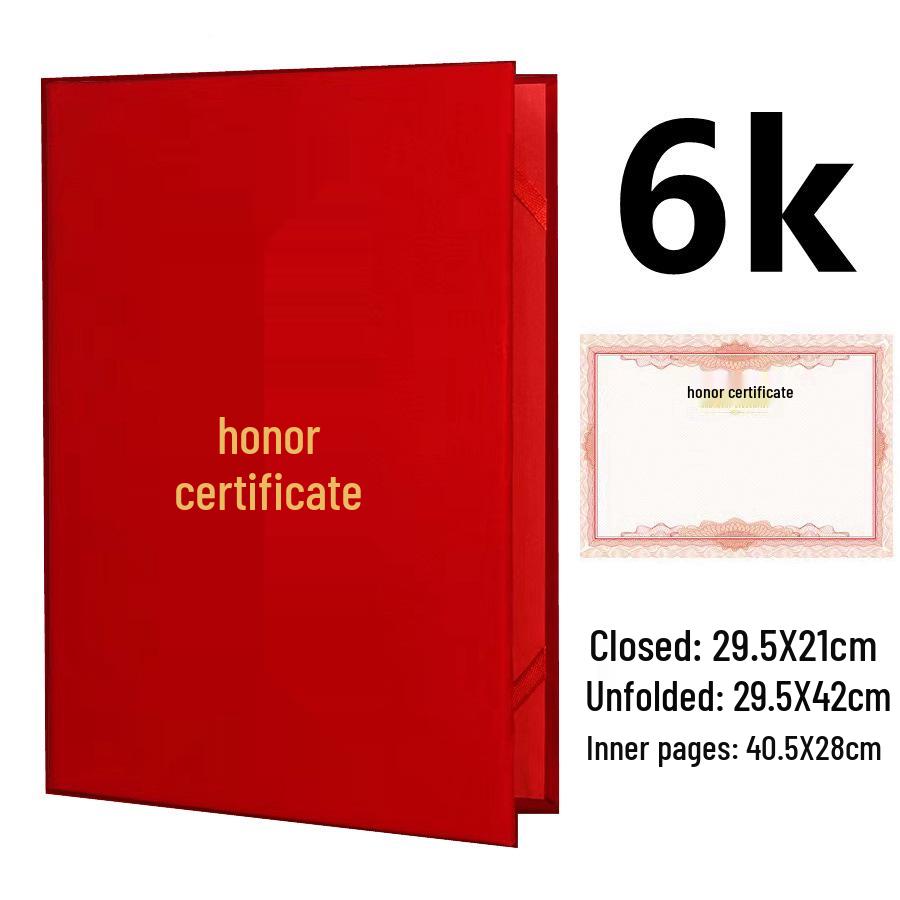 Red Velvet Thickened Honor Certificate with Logo and Foam Hot Stamping