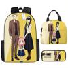 Kids Cartoon Character Print Backpack Set School 17 Inch Oxford Fabric Bag With Lunch Pouch Pencil Case