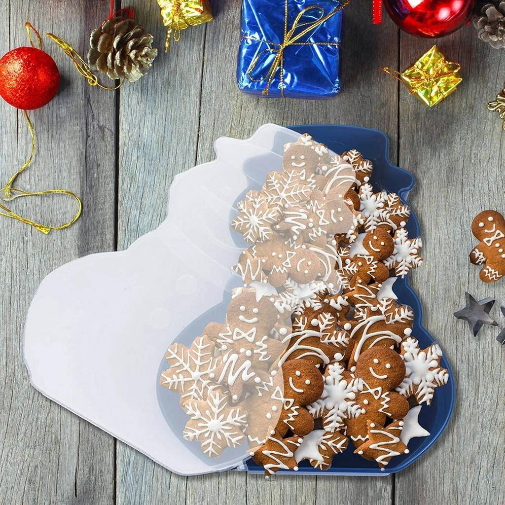 Christmas Snack Tray Food Organizer Serving Tray Holiday Snack Box Container For Treats Nuts Fruit Popcorn Dip Dessert Party