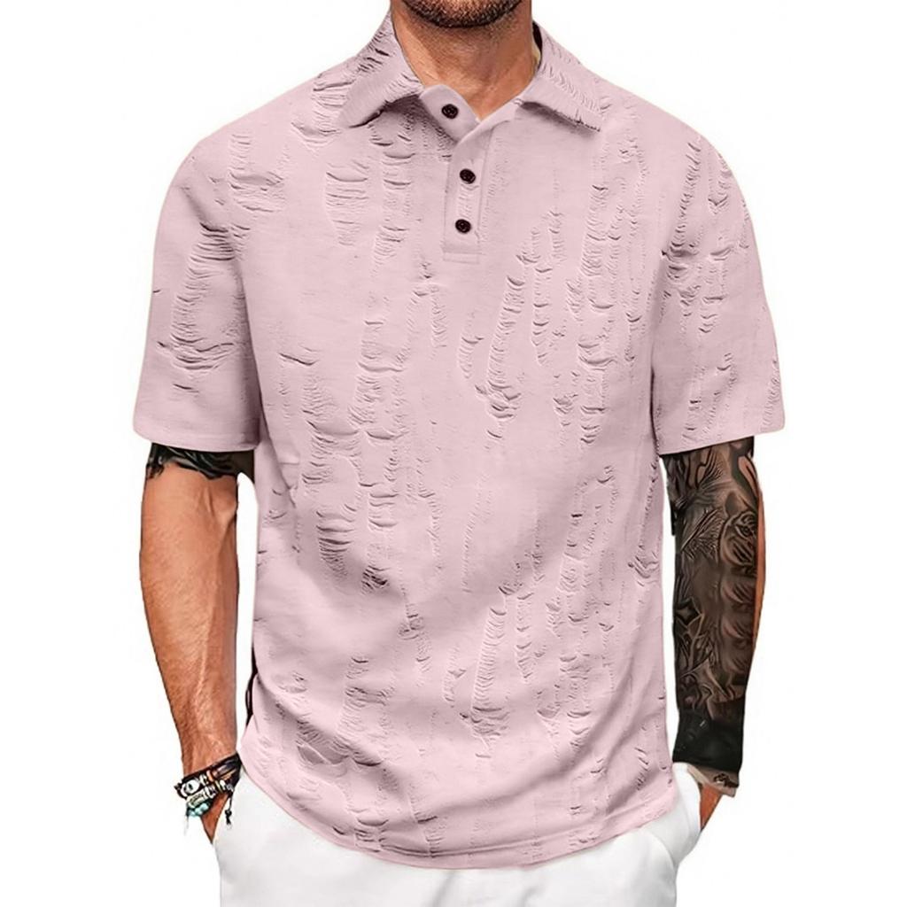 Men's Shirt Loose Casual Shirt Ripped Short Sleeve Casual
