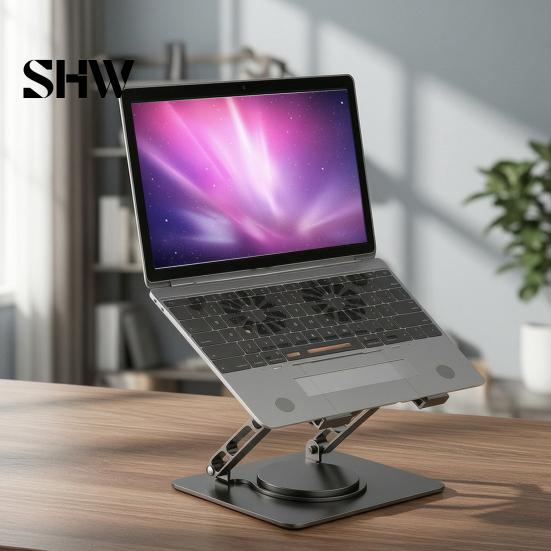 Heavy Duty Laptop Riser Foldable Stand for Desk, Portable Height Adjustable Computer Cooling Holder, Ergonomic Ventilated Notebook Tablet Holder