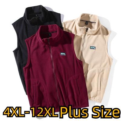 Gilet in pile polare autunnale e invernale da uomo, senza maniche, largo, taglie forti, in velluto, taglie forti, gilet termico 4XL-12XL