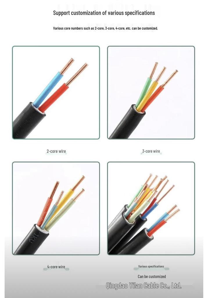 YJV 0.6/1kV 5x2.5 mm² Black XLPE Insulated Power Cable, 1m