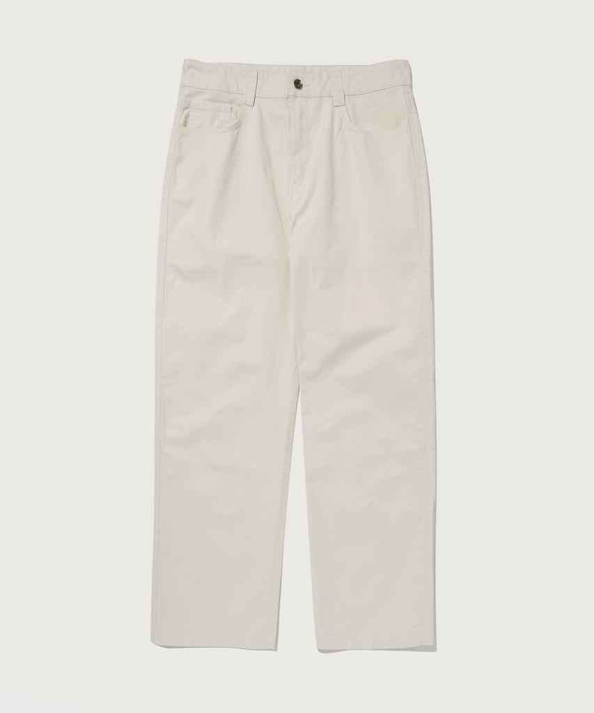 CHAMPION Garment Wash Canvas Cotton Straight Pants Off White