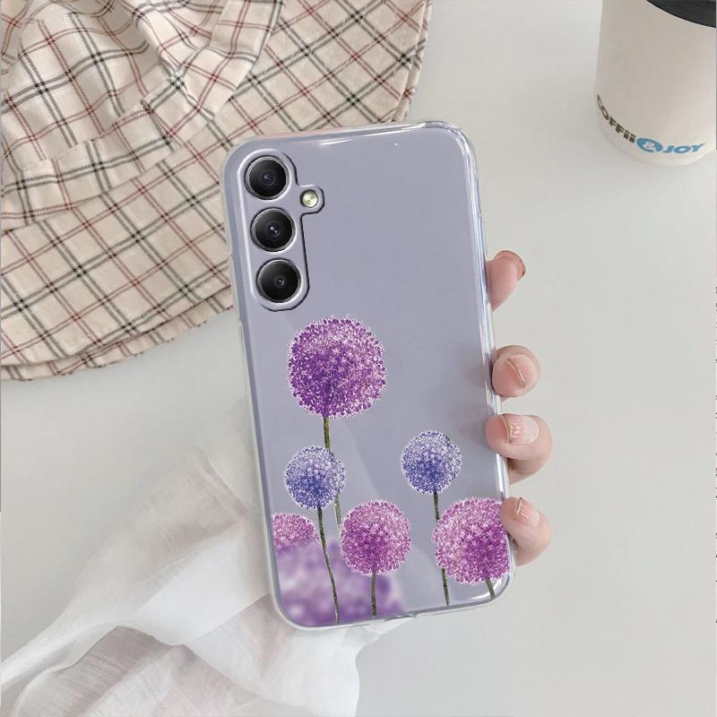 

Мягкий прозрачный силиконовый чехол с цветами для Xiaomi Redmi Note 13 14T 15 Samsung A55 A35 S24 FE iPhone 15 Huawei Honor 200 Camera Защитный противоударный чехол Xiaomi 14T