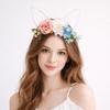 Artificial Flower Rabbit Ears Headband Forest Bunny Ears Hair Hoop Easter Garland  Party Supplies
