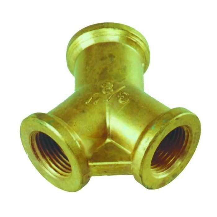 Raccord Y en Laiton 2 Voies - Diviseur de Robinet Arrosage 3/8"
