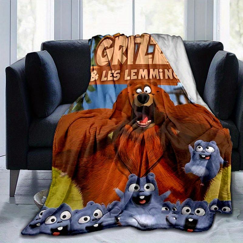1 Stück, Grizzy & Les Lemmings Kuscheldecke, Weiche Decke für Bett, Sofa, Außenbereich, Reisen, Camping, Auto, Strand, Büro-Nickerchen, Perfektes Geschenk für Freunde