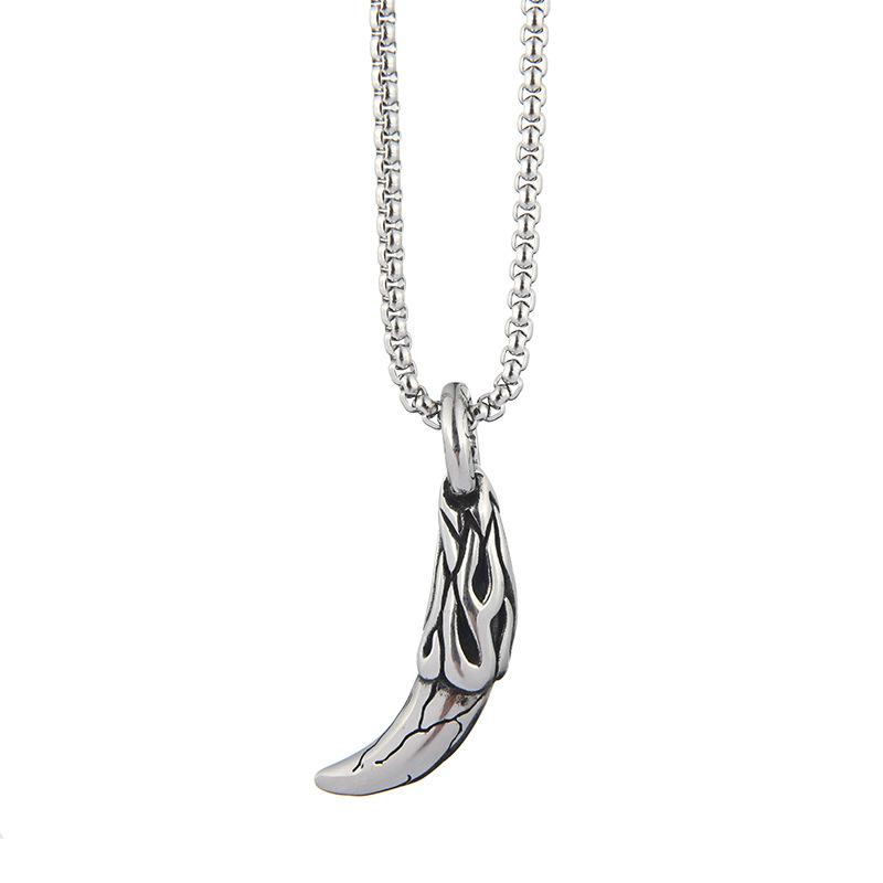 Domineering Personality Wolf Tooth Necklace Men'S Titanium Steel Pendant Retro Hipster Student Couple Titanium Steel Pendant Jewelry