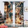 Set Of 2 Flat Printing Merry Christmas Popular Window Curtains Snowman Tree Versatile Fabric Without Electricity Spring Made Polyester