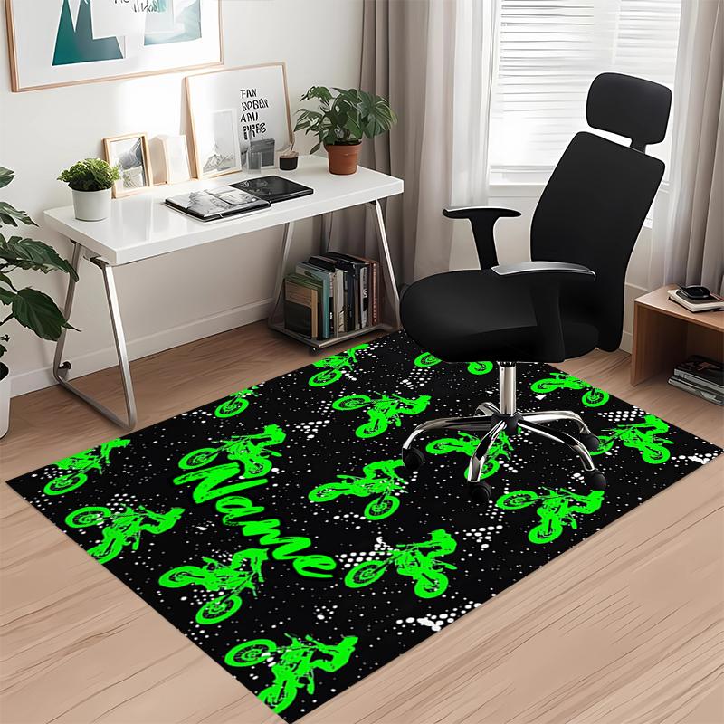 Tappeto Stampato Moto da Fuoristrada con Nome Personalizzato, per Sedia da Ufficio Soggiorno Camera da Letto Cucina Decorazioni Regali.