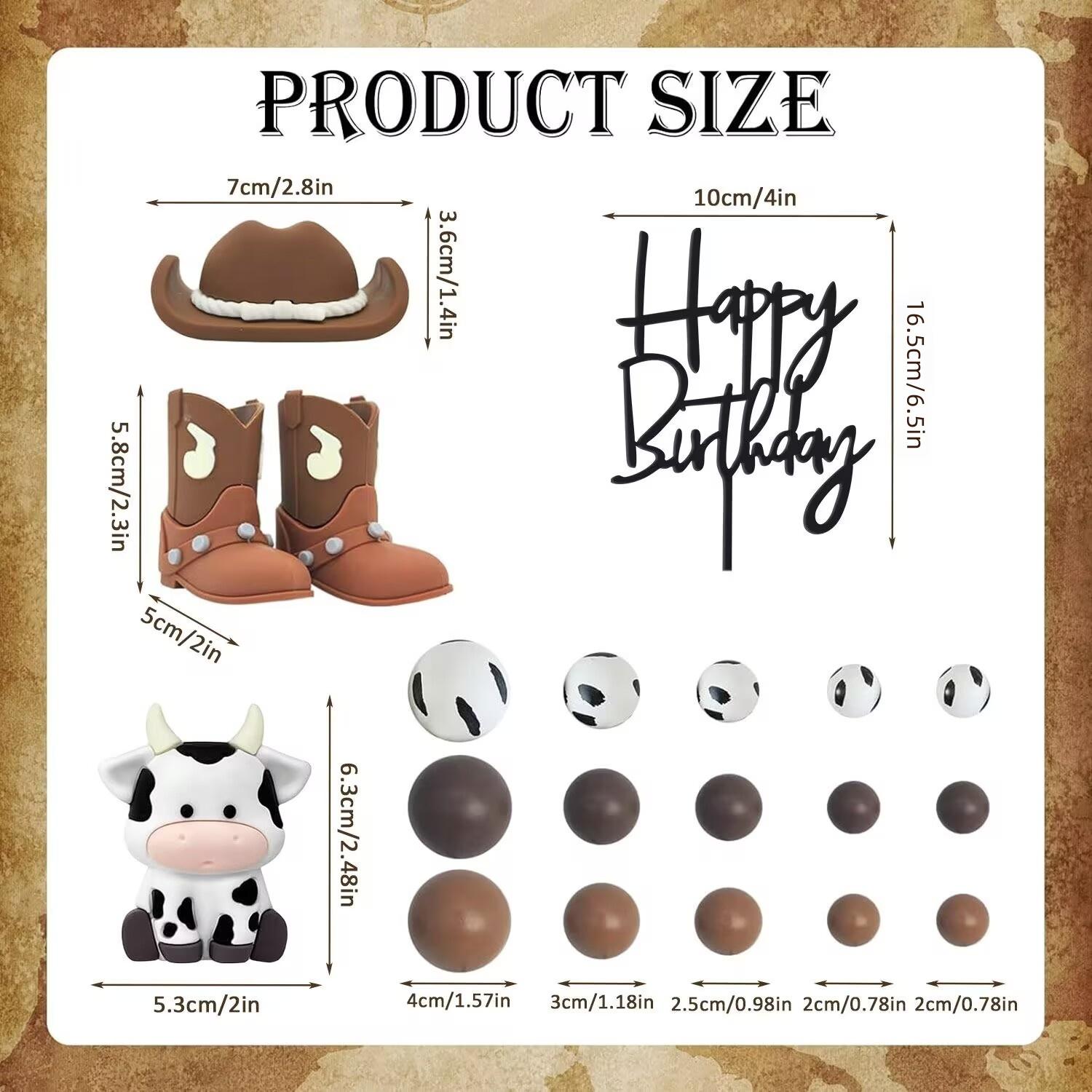 

20pcs Cowboy Cake Decorations with Cowboy Hat Boots Cow Cake Topper Birthday Party Baby Shower Theme Party Decor