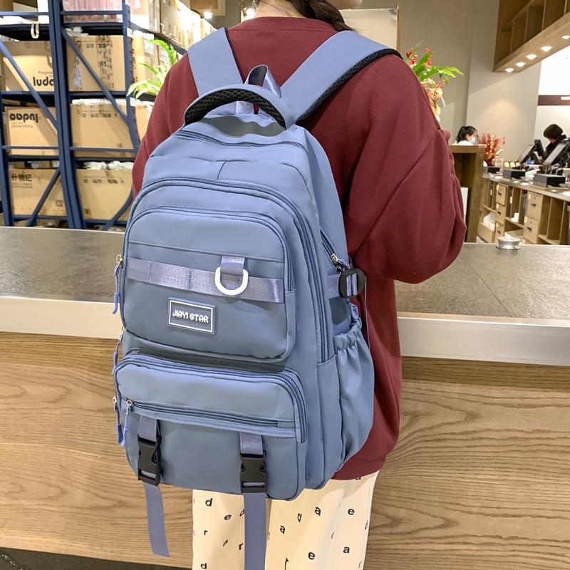 Solid Color Schoolbag Female Backpack Student Large Capacity Backpack