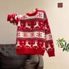 European and American Cross-border Christmas Red Elk Sweater Women's Autumn and Winter New Loose Lazy Style Thick Retro Knitted Sweater Tide