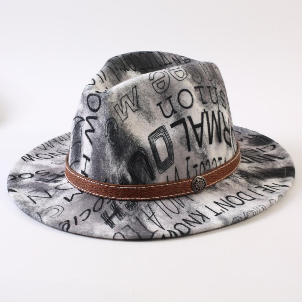 New European and American style letter printing fashion top hat men's and women's fashion jazz hat sunscreen sun hat