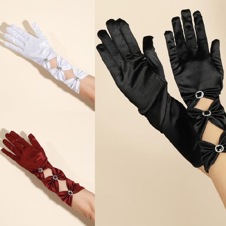 Night Club Party Gloves Stage Performances Satins Gloves MidLength Hand Gloves