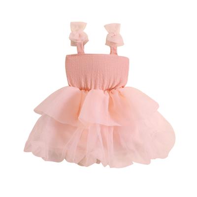Girls A-line Dress, Sleeveless Bow Tulle Patchwork Party Dress Summer Dress for Birthday